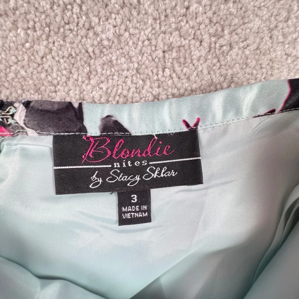 Blondie Nites Stacy Sklar Floral Satin Skirt Tulle Crinoline Blue Pink Black‎ 3